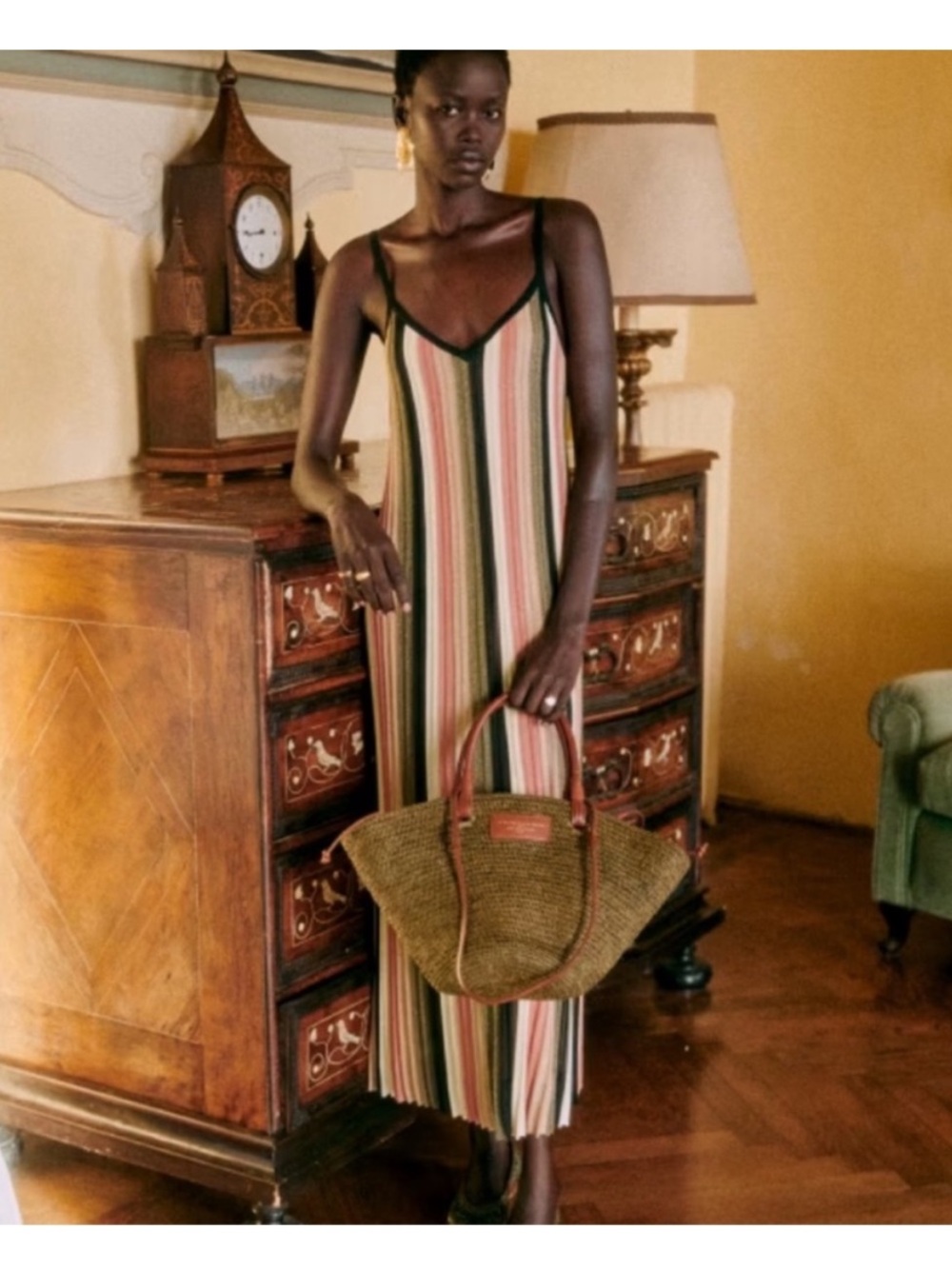 Sézane Tilda Lurex Pleated Midi Dress XS